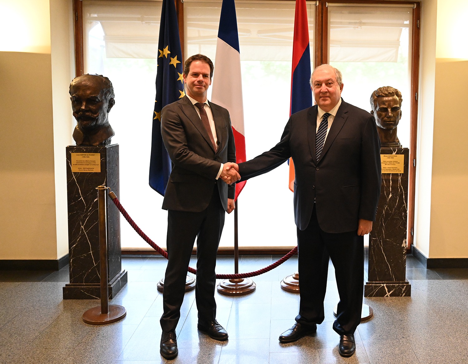 On the National Day of France, President Armen Sarkissian visited the French Embassy in Armenia
