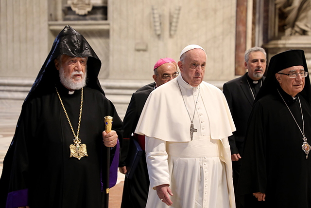 Pope Francis holds meeting with His Holiness Aram I, other Christian leaders of Lebanon