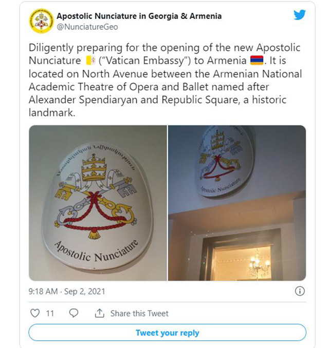 Vatican’s Apostolic Nunciature opens in Armenia