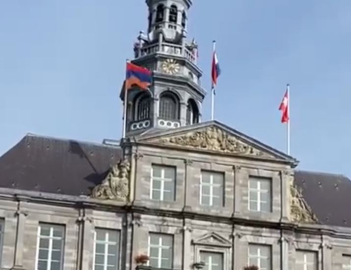 Armenian flag raised on City Hall of Maastricht, the Netherlands