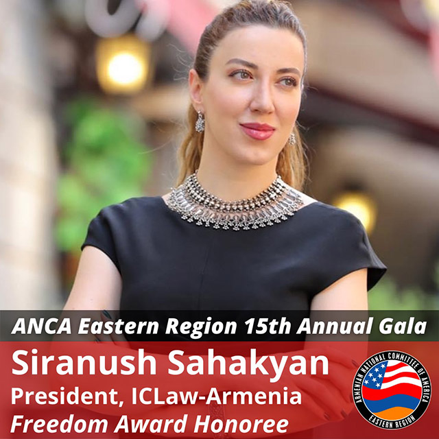 ANCA Eastern Region to Honor Human Rights Attorney Siranush Sahakyan with Freedom Award at 15th Annual Gala in Philadelphia