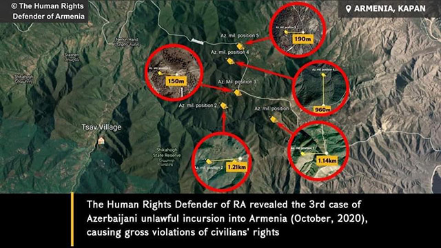 The Human Rights Defender of Armenia revealed the 3rd case of Azerbaijani unlawful incursion (October, 2020), causing gross violations of RA civilians’ rights in Kapan