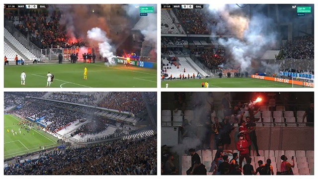 Fans showing Grey Wolve signs spotted at Olympique Marseille v. Galatasaray match in France