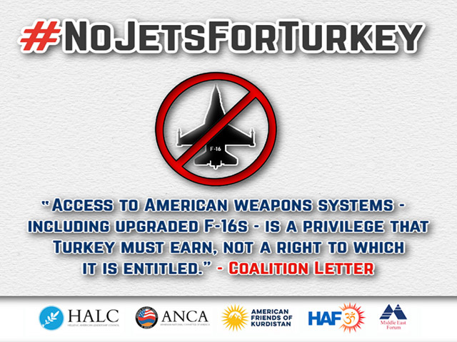 Coalition Calls on Congress to Block U.S. F-16 Sales to Turkey