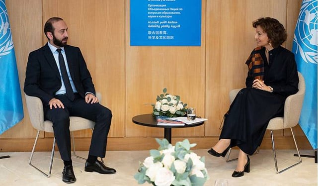 Ararat Mirzoyan and Audrey Azoulay touched upon issues on protection of the Armenian historical-cultural and religious heritage in the territories fallen under the Azerbaijani control as a result of its aggression against Artsakh