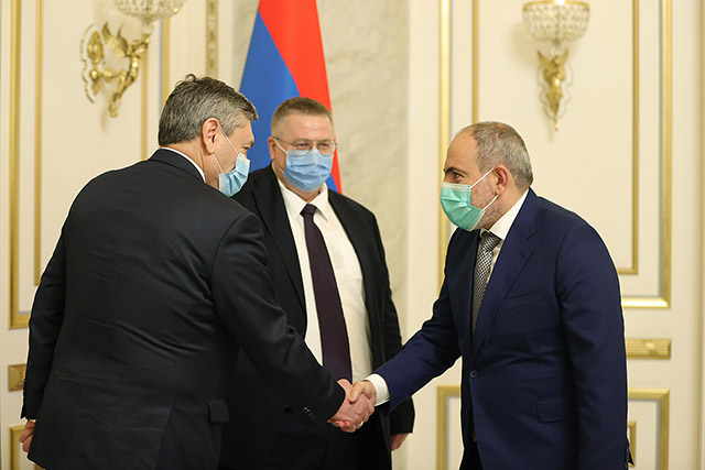Nikol Pashinyan, Alexei Overchuk and Andrey Rudenko touched upon the prospects of restoration of transport communications in the South Caucasus region