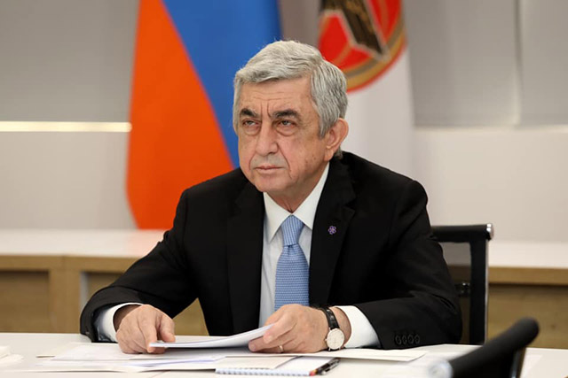 Serzh Sargsyan remotely participating in the International interparty videoconference: “Global challenges of the XXI century: interparty dimension”
