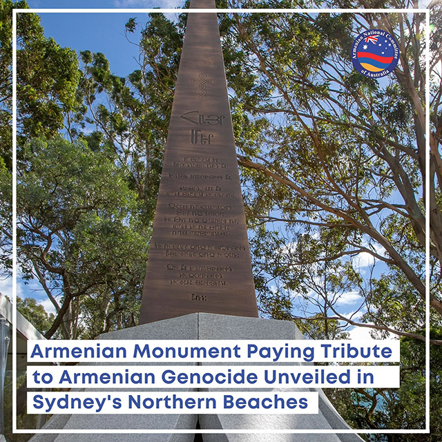 Armenian Monument Paying Tribute to Armenian Genocide Unveiled in Northern Beaches of Sydney