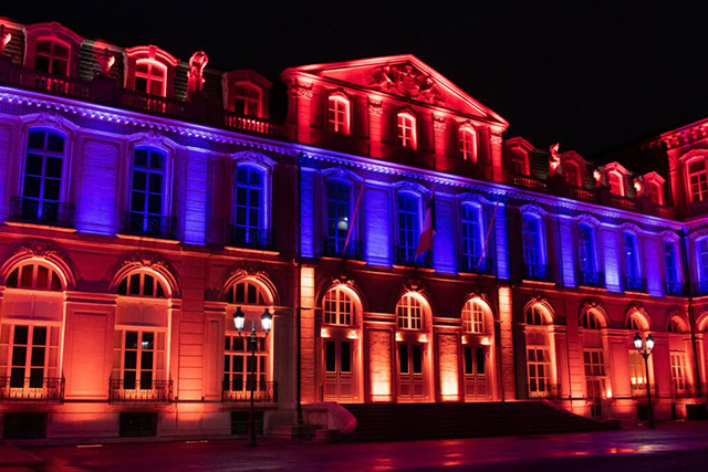 Palais du Pharo in Marseille illuminated in Armenian colors in memory of Genocide victims