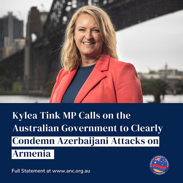Kylea Tink MP Calls on the Australian Government to Clearly Condemn Azerbaijani Attacks on Armenia