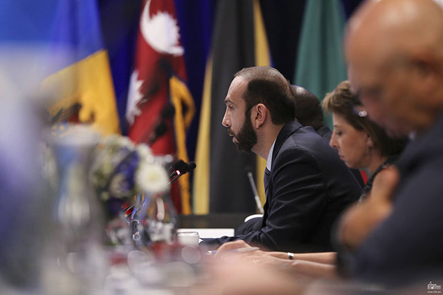 Mirzoyan urged the international community to support Armenian democracy, including through condemnation and prevention of the aggression against Armenia