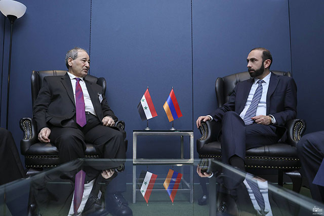 Ararat Mirzoyan and Faisal al-Mekdad addressed the issues of regional security and stability