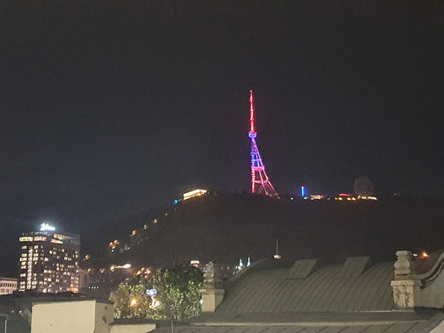 Tbilisi TV tower was lit up in colors of Armenian flag