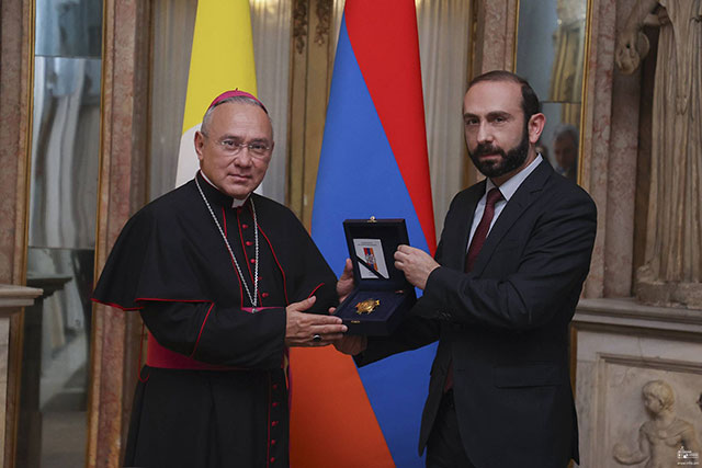 Edgar Peña Parra was awarded the Order of Friendship for his significant contribution to the development and strengthening of interstate relations between Armenia and the Holy See