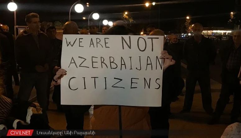 There was a spontaneous rally of anger in Stepanakert’s Renaissance Square