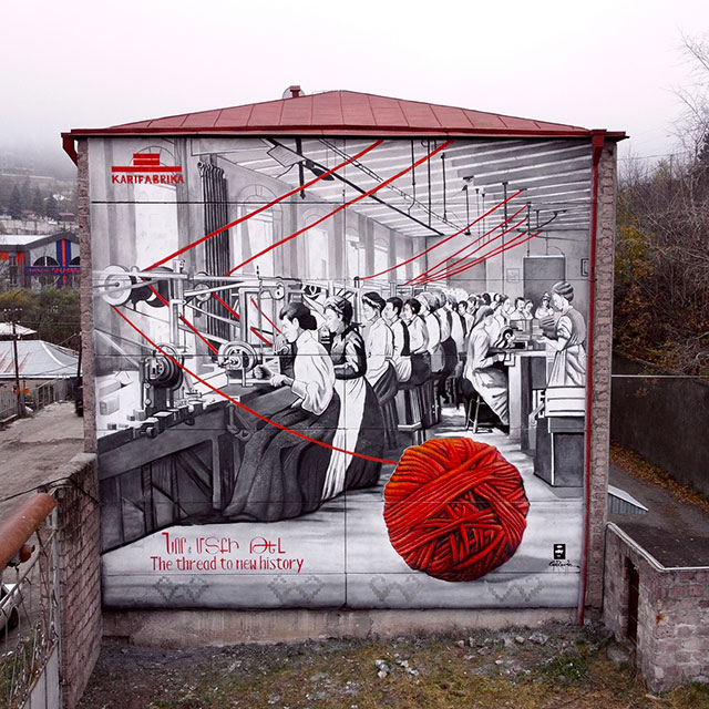 Large-scale street art was created in Dilijan