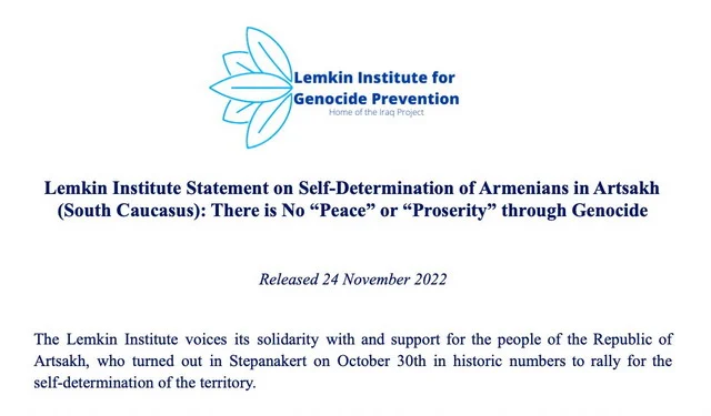 There is No “Peace” or “Prosperity” through Genocide: The Lemkin Institute voices its solidarity with and support for the people of the Republic of Artsakh