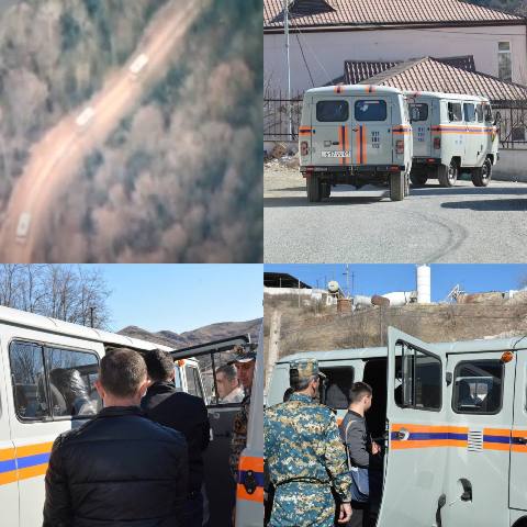 The employees of the State Emergency Service, accompanied by Russian peacekeepers, escorted the civilians of the Artsakh Republic to the village of Hin Shen of the Shushi region