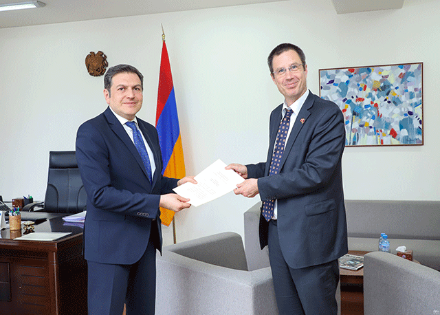 The newly-appointed Ambassador of Austria handed over a copy of his credentials to the Deputy Foreign Minister of Armenia