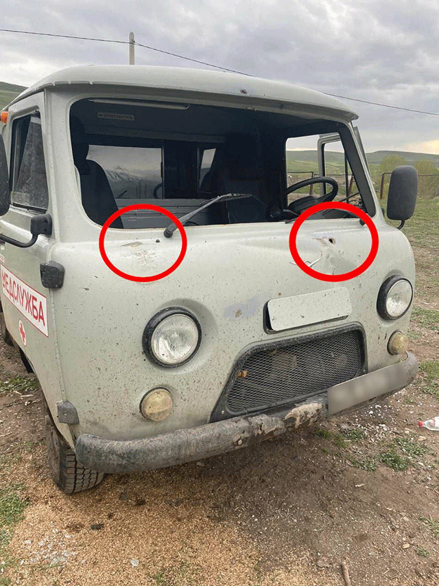 Armenian Defense Ministry releases photos of ambulance targeted by Azerbaijani forces