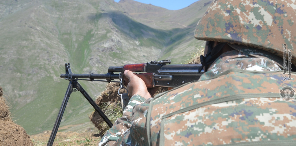 Azerbaijani Armed Forces set fire from large-caliber rifle weapons against the Armenian combat positions located in the vicinity of Kut