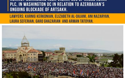 “Tatoyan” Foundation Center for Law and Justice together with the U.S. law firm, Kerkonian Dajani LLP, filed a class action suit against Mohammad Reza Vaziri, CEO of Anglo Asian Mining PLC, in Washington DC in relation to Azerbaijan’s ongoing blockade of Artsakh