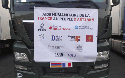 Trucks with humanitarian aid from France head for Artsakh