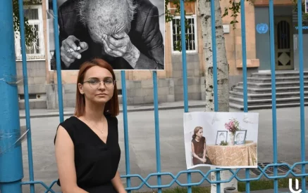 “I come in the afternoons; I participate in the hunger strike in front of the UN office; in the evenings, I go to Yerablur- to my husband’s grave.” Hunger striker