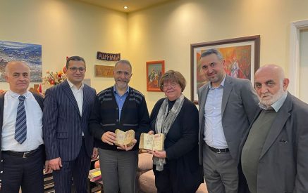Reverend Nshan and Maria Baggalians, pastors of the Armenian Evangelical Church, donated two valuable manuscripts and an old printed book to Matenadaran