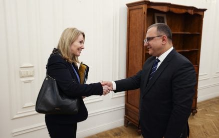 Tigran Khachatryan receives Adrienn Kiraly, the newly appointed Director for Neighborhood East & Institution Building of the Directorate-General for Neighborhood and Enlargement Negotiations of the European Commission
