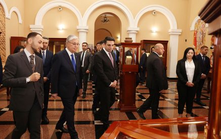 Alen Simonyan and Kassym-Jomart Tokayev visited Matenadaran, where the President of Kazakhstan were presented the Armenian and foreign language manuscripts