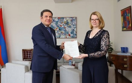 The newly appointed Ambassador of Germany handed over the copy of her credentials to the Deputy Foreign Minister of Armenia