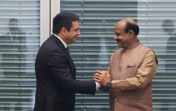 Alen Simonyan meets with Speaker of Lok Sabha of Parliament of India Om Birla