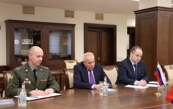 Ambassador Kopirkin introduced the newly appointed Defence Attaché of the Embassy of the RF in the RA, Colonel Alexander Goryunov, to Minister Papikyan