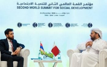 Vahan Kostanyan and Mohammed Al Khulaifi exchanged views on the developments in the Middle East, particularly in Palestine and Syria