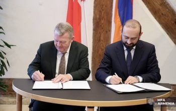 Armenia’s Foreign Minister Ararat Mirzoyan and Denmark’s Foreign Minister Lars Løkke Rasmussen signed a Memorandum of Understanding between the Ministry of Foreign Affairs of the Republic of Armenia and the Ministry of Foreign Affairs of Denmark