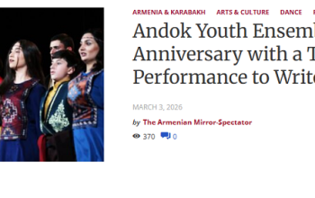 Andok Youth Ensemble Marks 10th Anniversary with a Tribute Performance to Writer Gostan Zarian